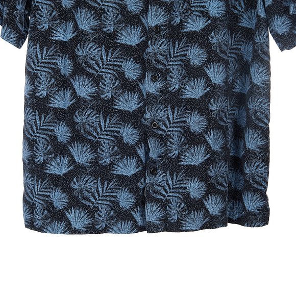 Nat Nast Silk Cotton Blend Button Up Shirt Palm Blue Black Mens Medium - Picture 3 of 6